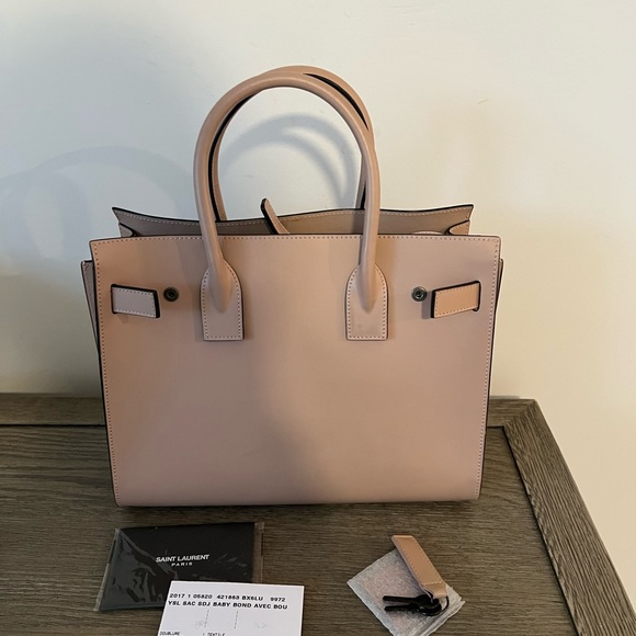 YSL Sac de Jour Baby in Smooth Leather in Pale Pink - Picture 7 of 11